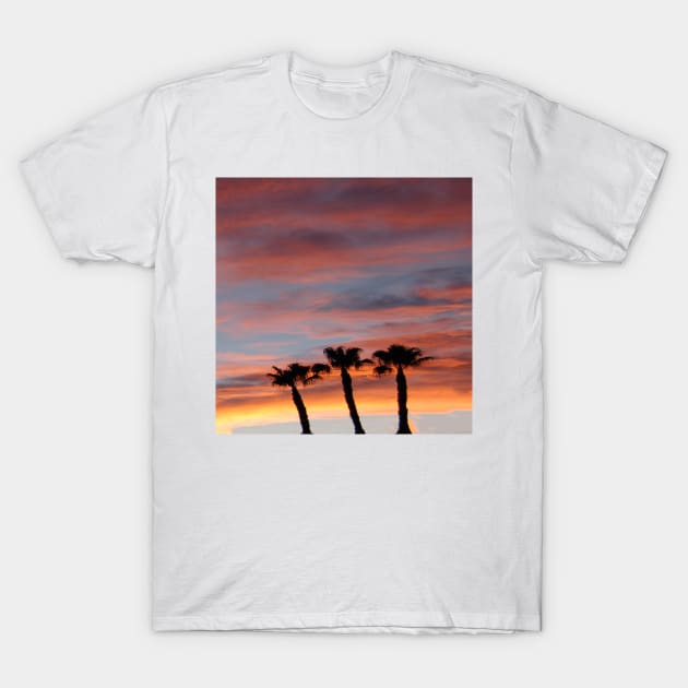 Palm Trees in Las Vegas Orange Sunset Sky T-Shirt by Star58